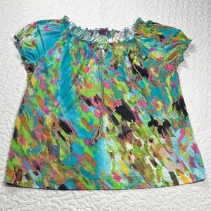 Beverly Drive Multicolor Abstract Flowy Blouse size 1x